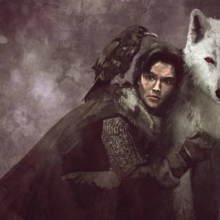 Jon Snow and Ghost wallpaper