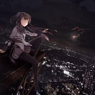 Anime city dark aesthetic desktop wallpaper