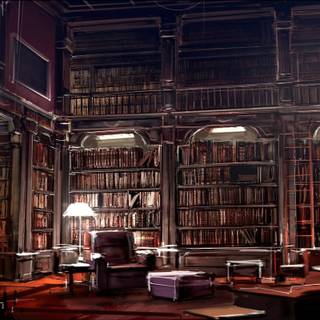 Fantasy library wallpaper
