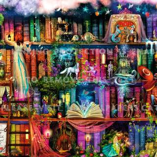 Fantasy library wallpaper