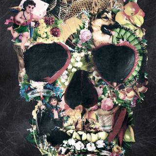 Floral skull wallpaper