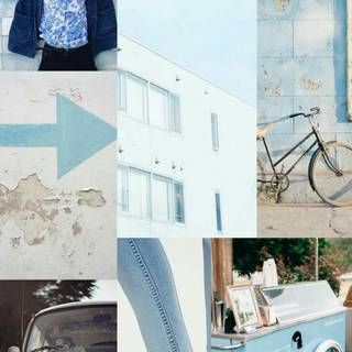 Blue collage phone wallpaper