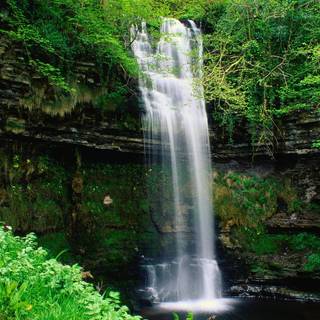 Spring mountains waterfall wallpaper