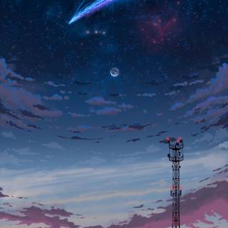 Night anime aesthetic scenery wallpaper