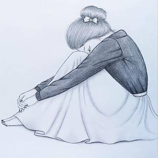 Girl pencil drawing wallpaper