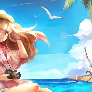 Beautiful catoon girl wallpaper