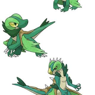 Water and grass dragon Pokémon wallpaper