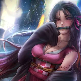 Purple anime Nezuko wallpaper