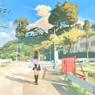 City summer anime wallpaper