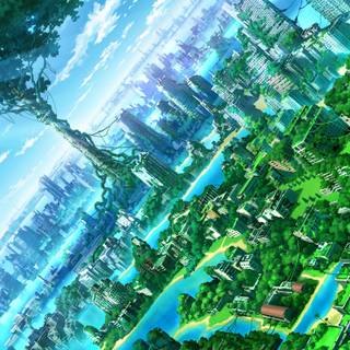 City summer anime wallpaper