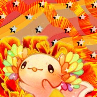 Rainbow axolotl wallpaper