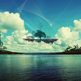 Flying island wallpaper