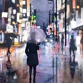 Street rain wallpaper