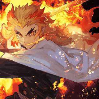 Rengoku aesthetic desktop wallpaper