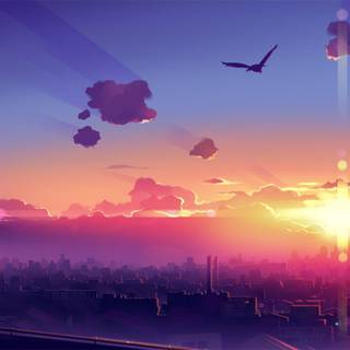 Purple anime scene wallpaper