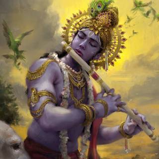 Krishna with flute wallpaper