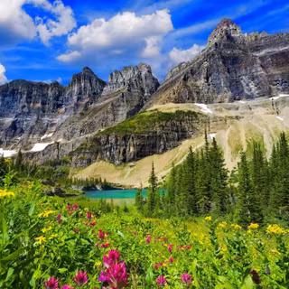 Spring mountains lake wallpaper