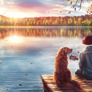 Man with dog wallpaper