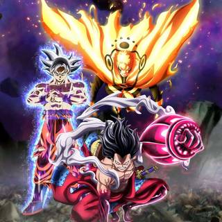 Goku with Luffy and Naruto wallpaper