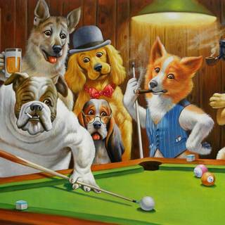 Dogs Playing Pool wallpaper