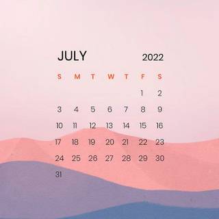 July 2022 calendar wallpaper