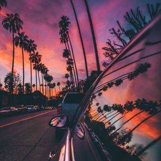 Retro sunset cars wallpaper