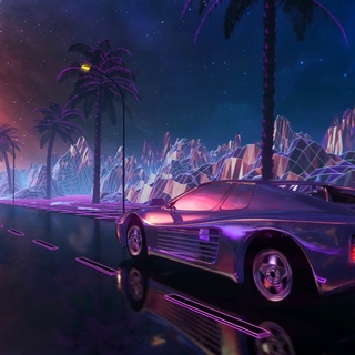 Retro sunset cars wallpaper