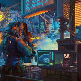 Sci fi art retro wallpaper