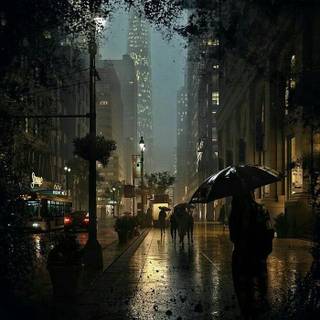 Rainy lofi wallpaper
