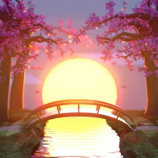 Anime spring sunset wallpaper