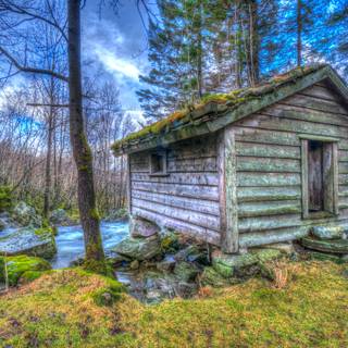 River cabins wallpaper