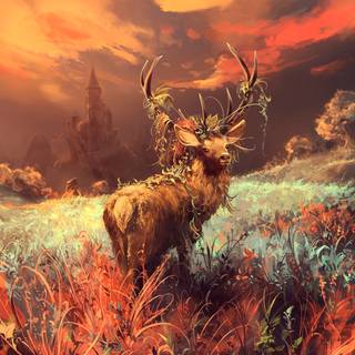Deer painting wallpaper