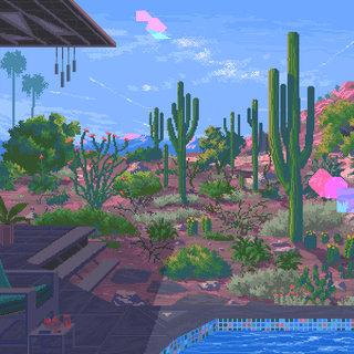 Pixel art spring wallpaper
