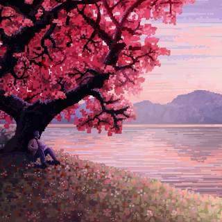 Pixel art spring wallpaper