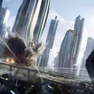 Exploding building wallpaper