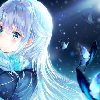 Anime girls blue desktop wallpaper