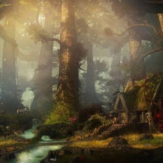 Forest spring fantasy wallpaper