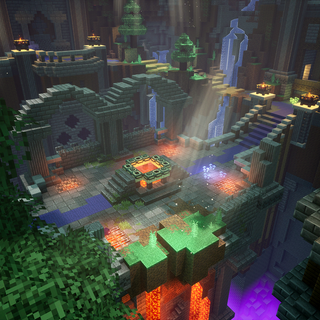 Golden key golem Minecraft Dungeons wallpaper