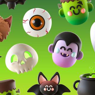 Green cute Halloween wallpaper