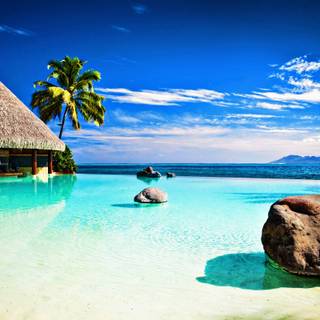 Beach hotel wallpaper