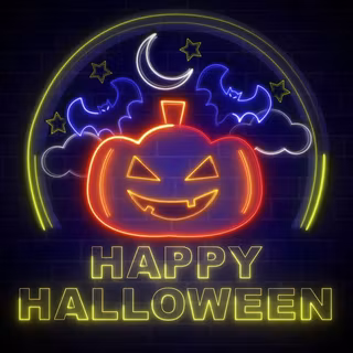Neon Halloween pumpkin wallpaper