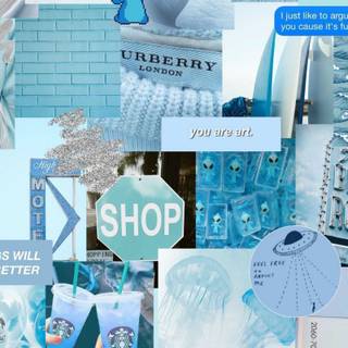 Baby blue collage wallpaper