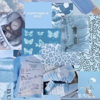 Baby blue collage wallpaper