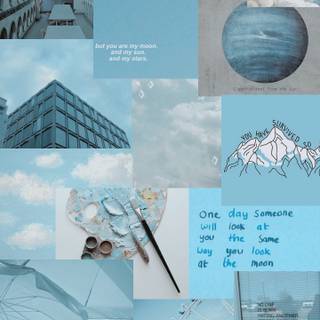 Baby blue collage wallpaper