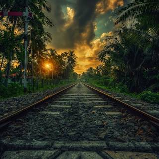 Sunset train wallpaper