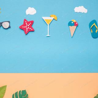 Summer beach elements wallpaper