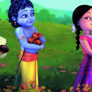 Little Krishna and Radha wallpaper