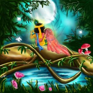 Little Krishna and Radha wallpaper