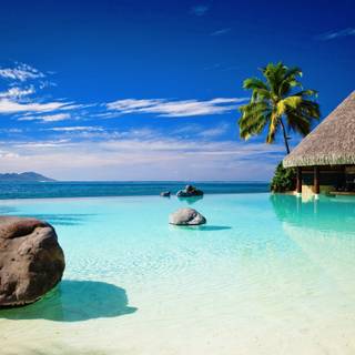 Beach bungalow wallpaper