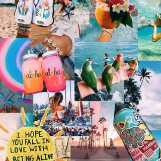Aesthetic beach collage wallpaper